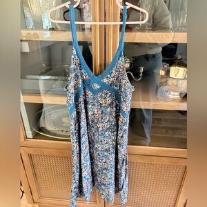 SO Blue and Brown Floral Patterned Dress 12